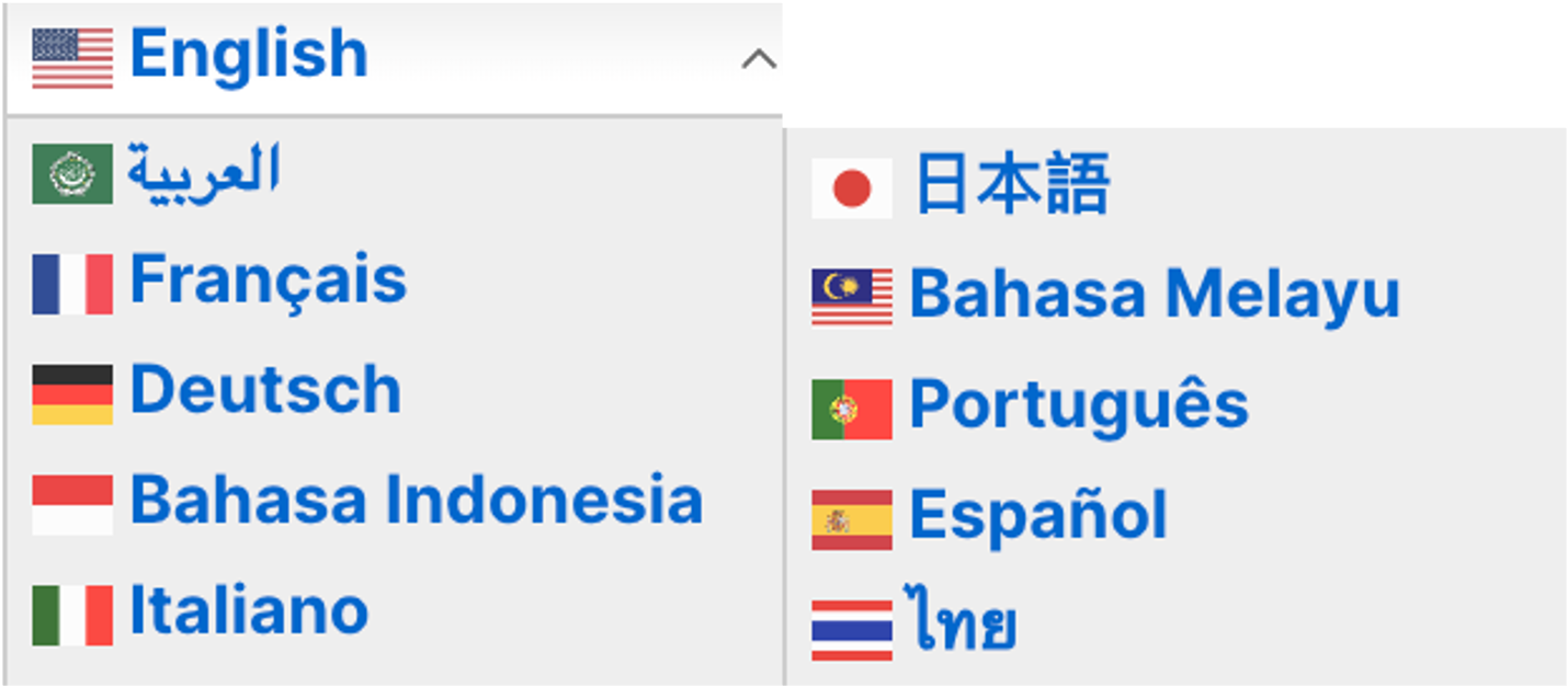 Ceres Apps languages